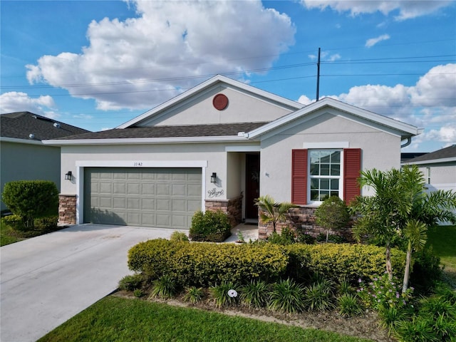 ranch-style house featuring a garage