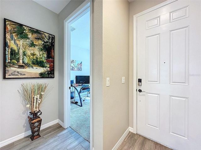 interior space with light hardwood / wood-style flooring