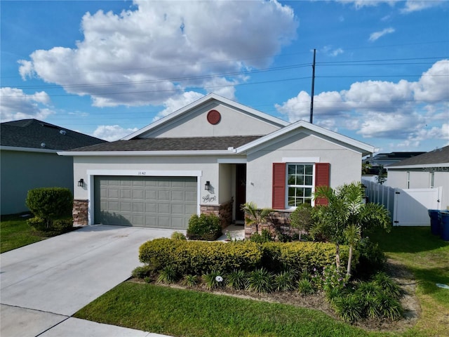 ranch-style home with a garage