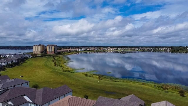 bird's eye view featuring a water view