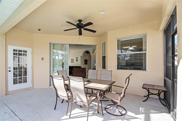 view of patio with ceiling fan