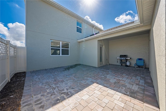 view of patio / terrace featuring a grill