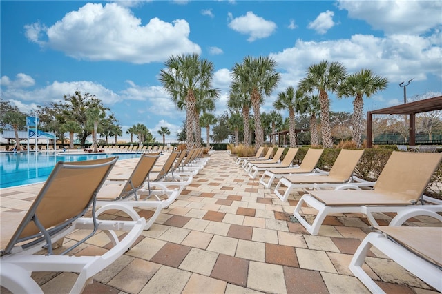 view of patio / terrace with a community pool