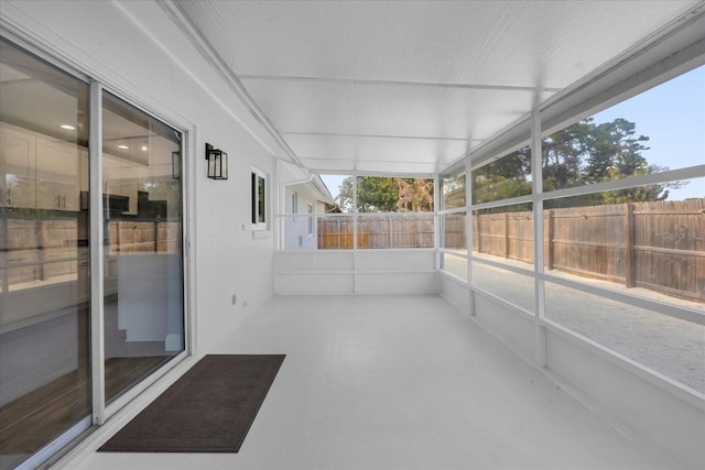 view of unfurnished sunroom