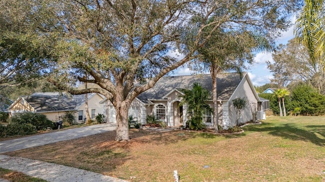 view of front of home with a front lawn