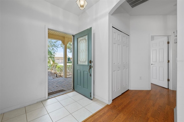 foyer featuring light hardwood / wood-style flooring