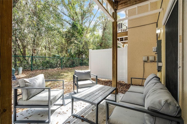 view of patio featuring an outdoor living space