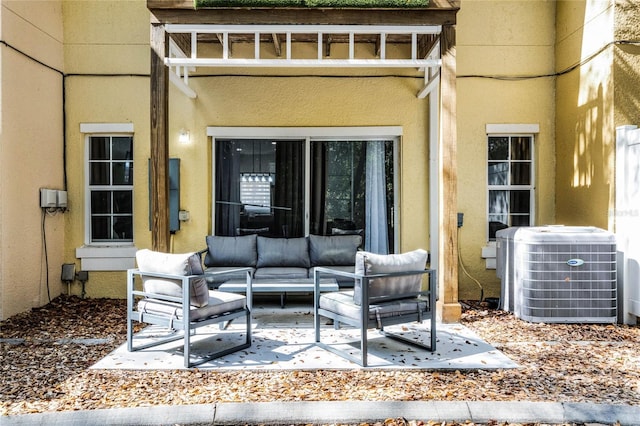 view of patio / terrace featuring central AC unit and an outdoor hangout area