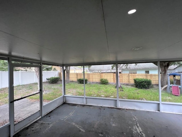 view of unfurnished sunroom