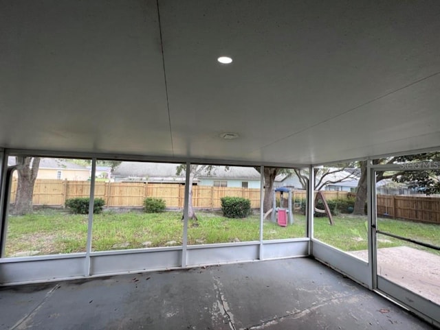 view of unfurnished sunroom