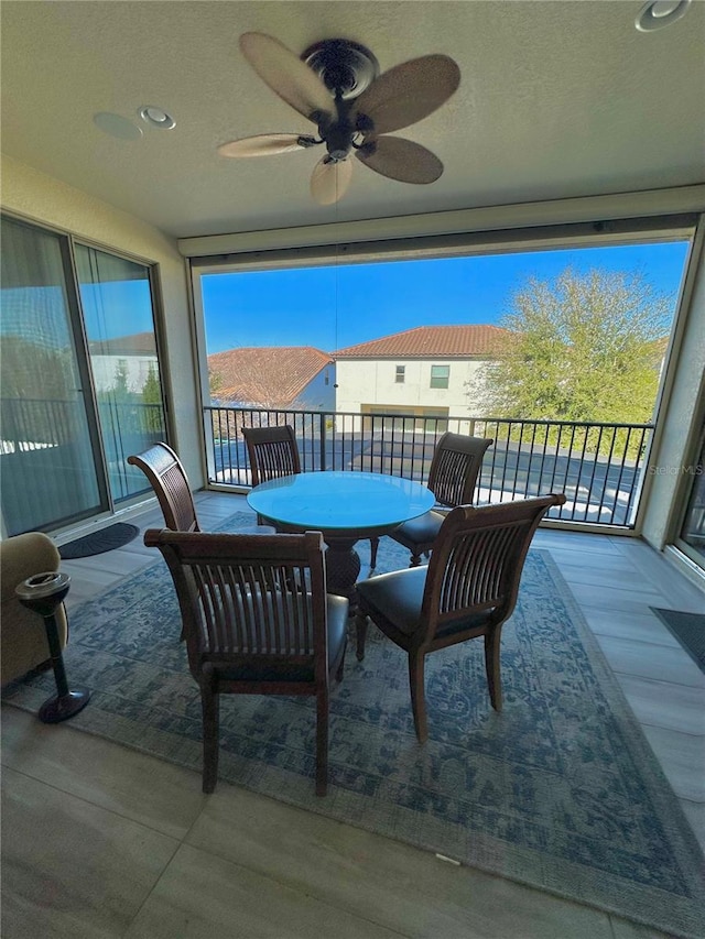 balcony with ceiling fan