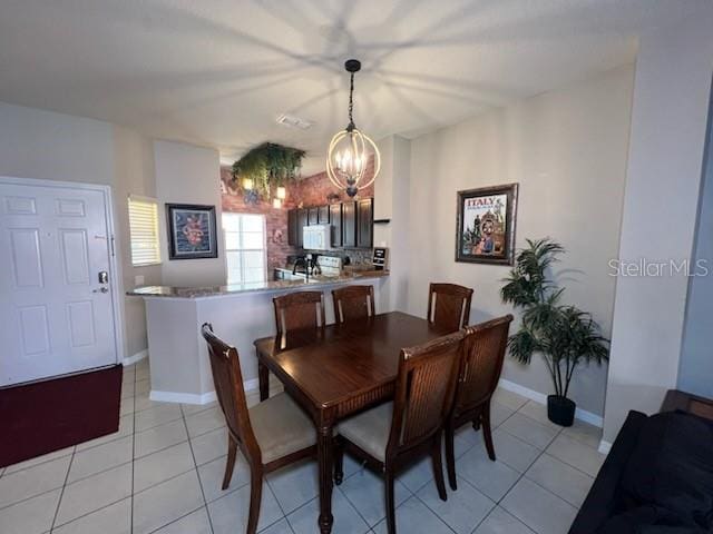 view of tiled dining area