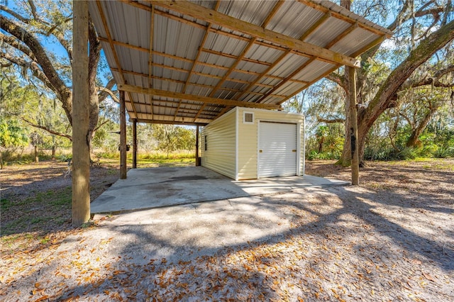 view of garage