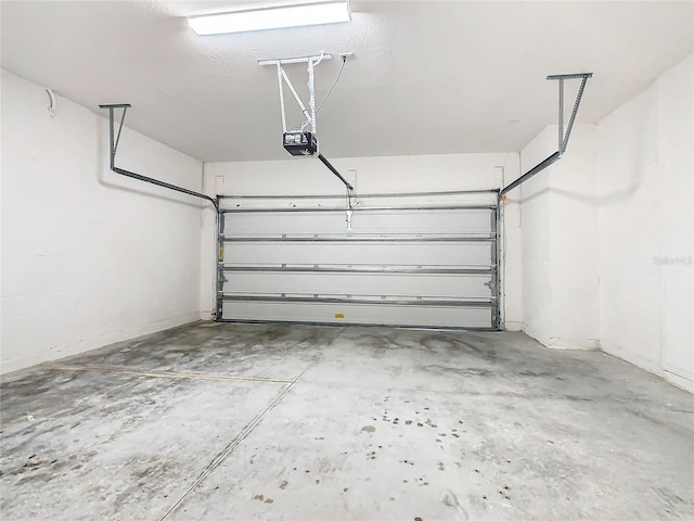 garage with a garage door opener