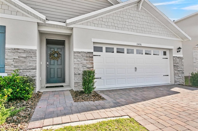 exterior space featuring a garage