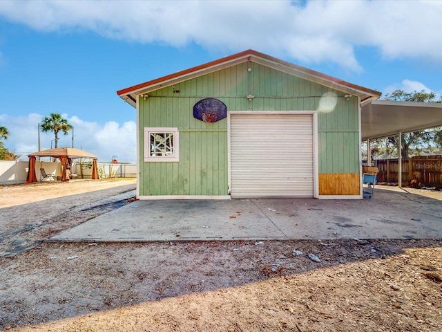 view of garage