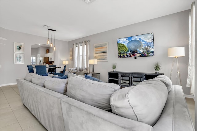 view of tiled living room