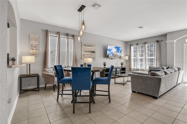 view of tiled dining space