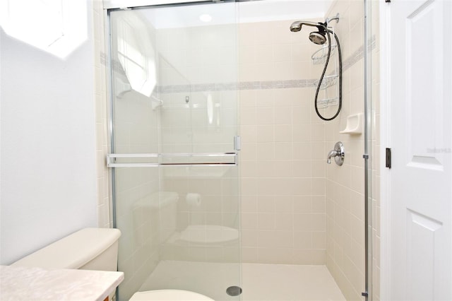 8766 The Esplanade Unit 23, Orlando, FL 32836 - bathroom featuring toilet, vanity, and a stall shower