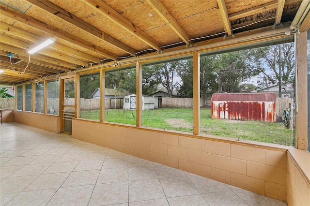 view of unfurnished sunroom