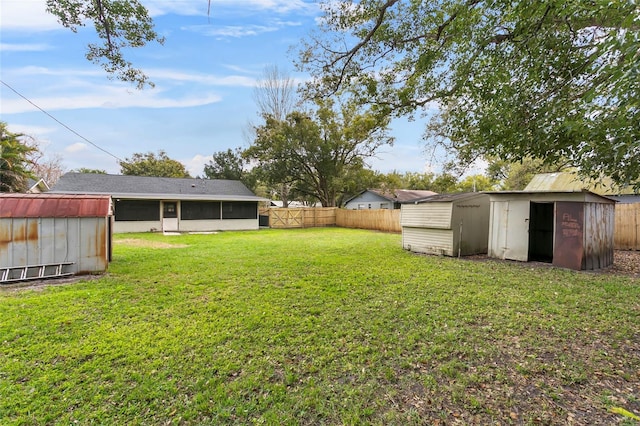 view of yard with a shed