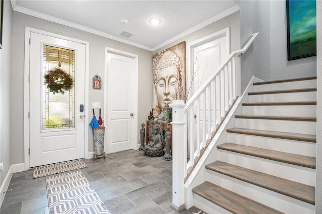 foyer entrance with crown molding