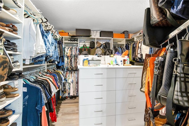 walk in closet featuring light hardwood / wood-style floors