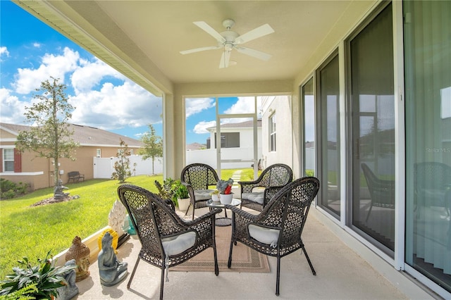 view of patio with ceiling fan