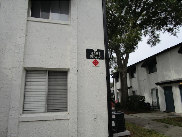 exterior details featuring central AC unit