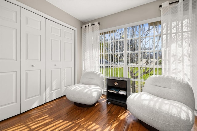 sitting room featuring hardwood / wood-style flooring