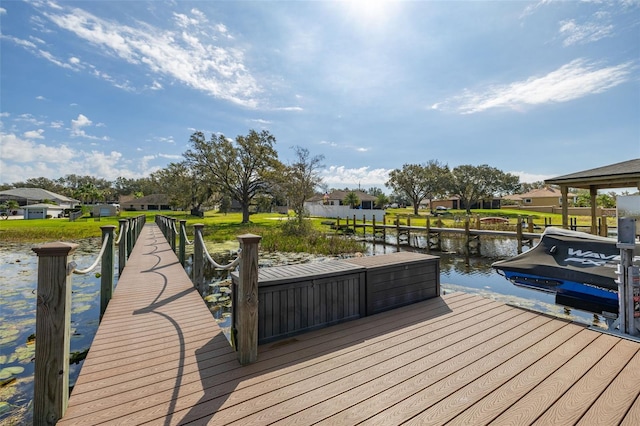 view of dock featuring a water view