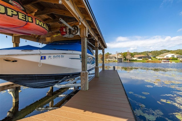 dock area featuring a water view