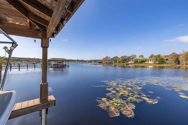 view of dock featuring a water view