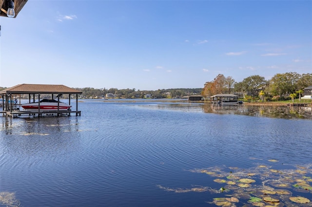 water view with a boat dock