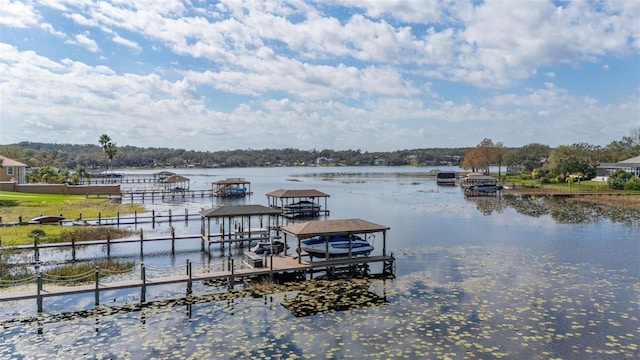 view of dock featuring a water view