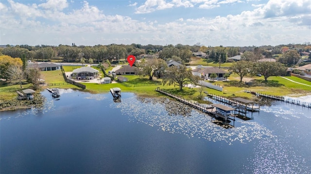 bird's eye view featuring a water view