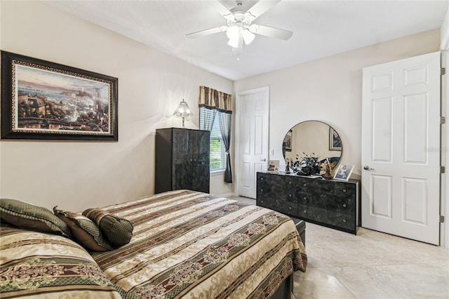 bedroom featuring ceiling fan