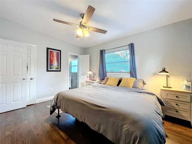 3004 Lake Margaret Dr, Orlando, FL 32806 - bedroom with lofted ceiling, wood finished floors, and ceiling fan