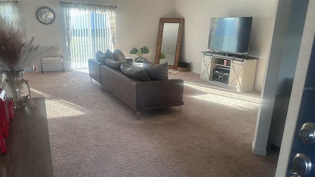 living room with light colored carpet