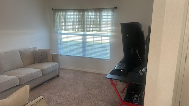 carpeted living room with a healthy amount of sunlight