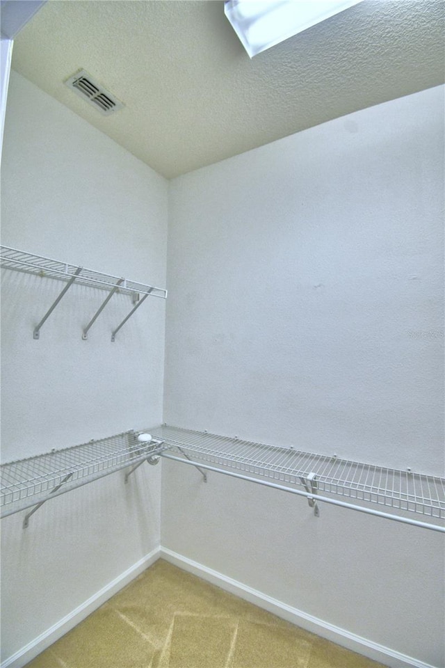 spacious closet with visible vents and carpet flooring