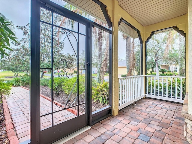 view of unfurnished sunroom