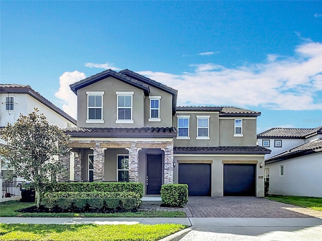 view of front of house with a garage