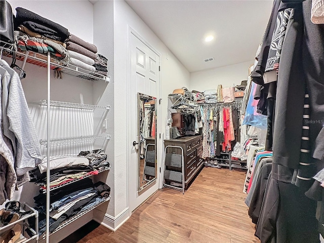 spacious closet with visible vents and light wood finished floors