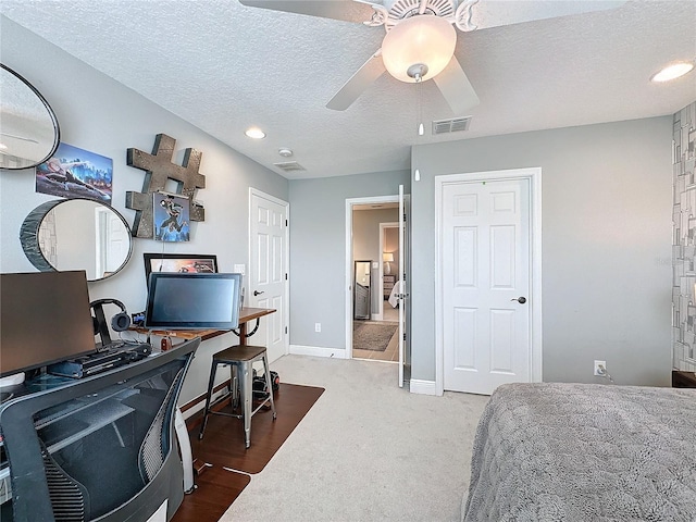 16150 Parkwyn St, Winter Garden, FL 34787 - carpeted bedroom with recessed lighting, visible vents, a ceiling fan, baseboards, and a textured ceiling