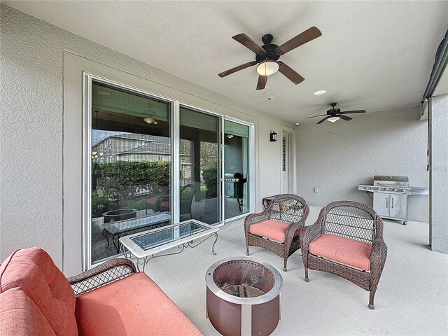 16150 Parkwyn St, Winter Garden, FL 34787 - view of patio with grilling area and a ceiling fan