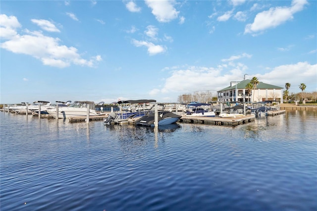 dock area featuring a water view