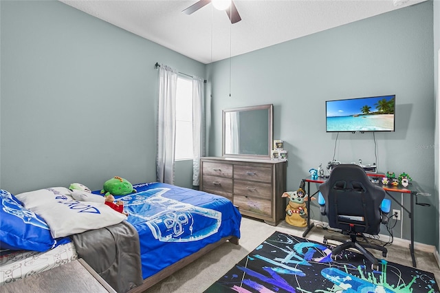 bedroom with carpet and ceiling fan