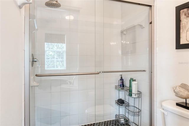 full bath with a shower stall and toilet