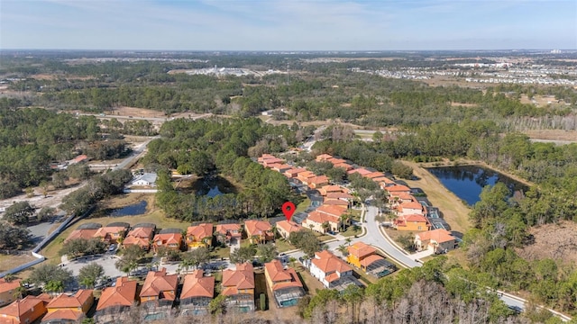 113 Tiger Lily Ct, Davenport, FL 33837 - aerial view of property's location with a large body of water, a forest, and nearby suburban area